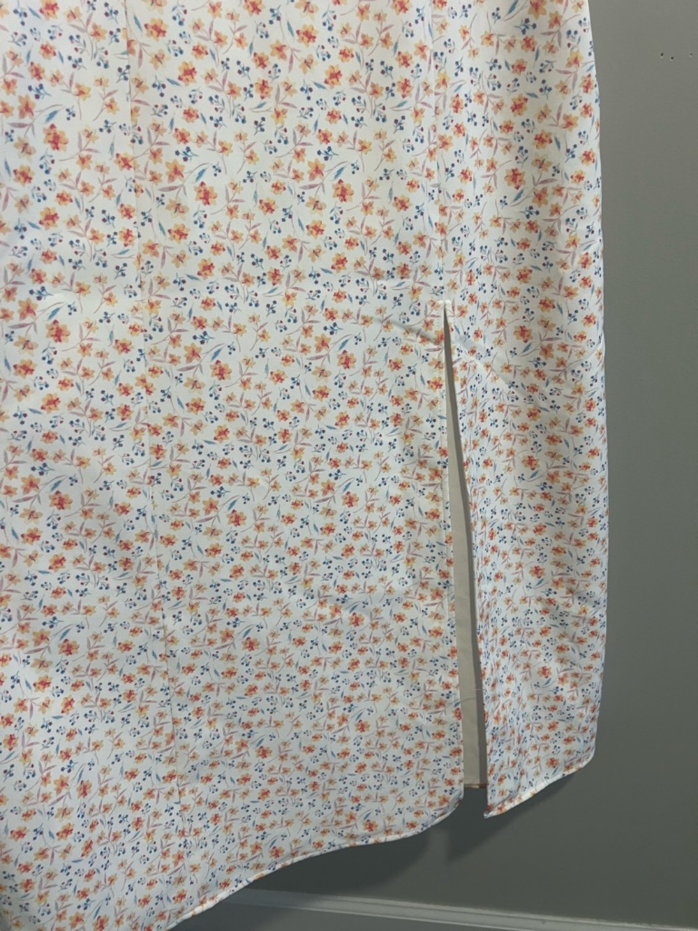 French Connection White Floral Slip Dress with Orange and Blue Accents - Picture 6 of 8